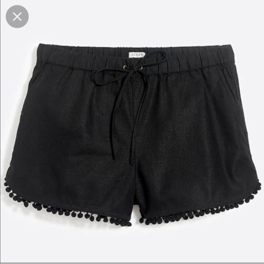 J Crew Linen Pom Pom Drawstring Shorts